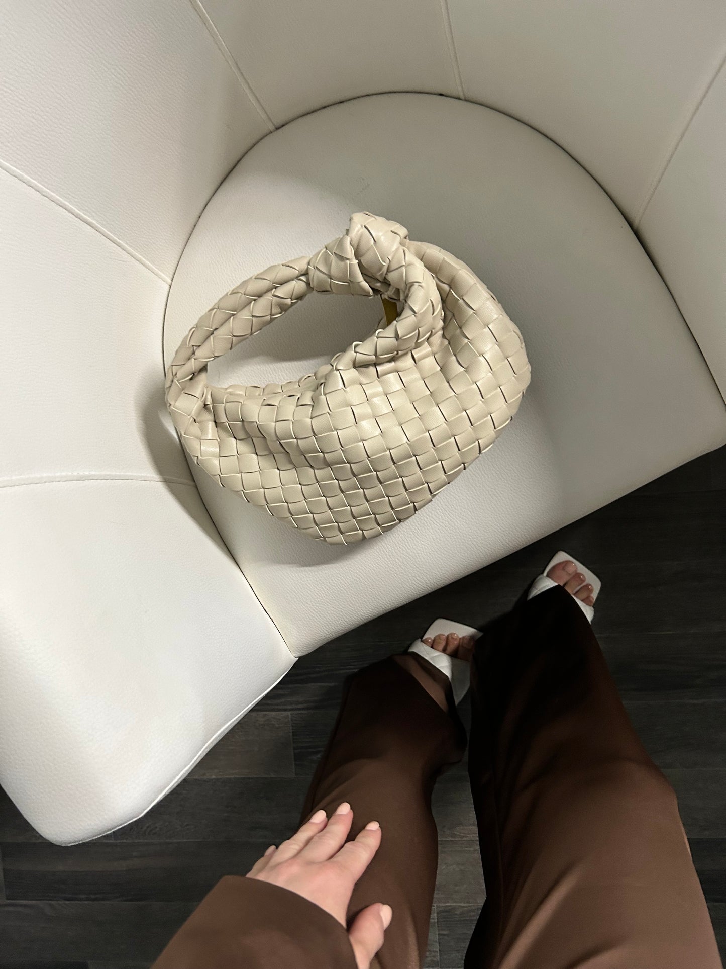 Unique Birthday Gift for Girlfriend Tan Woven Knot Purse, Ideal Bag for Summer luxury designer inspired handbag style Summer Essential Tan Woven Knot Purse Stylish Top Handle Bag for Women Gift for mothers day, designer bag dupe pattybofficial