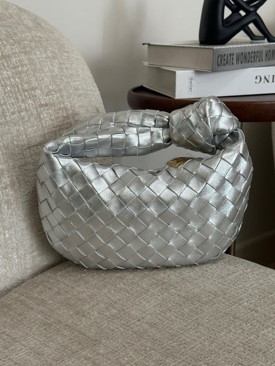 Metallic Vegan Leather Party Clutch with Gold Zip – Disco Evening Bag