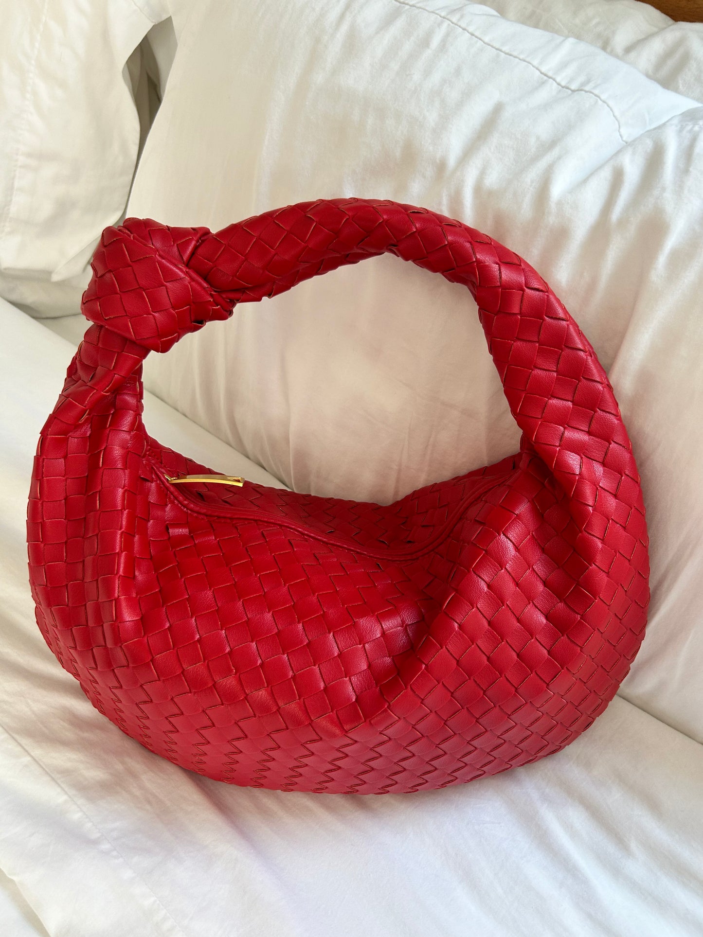 Woven Design Bag Knot Detail Braided Clutch