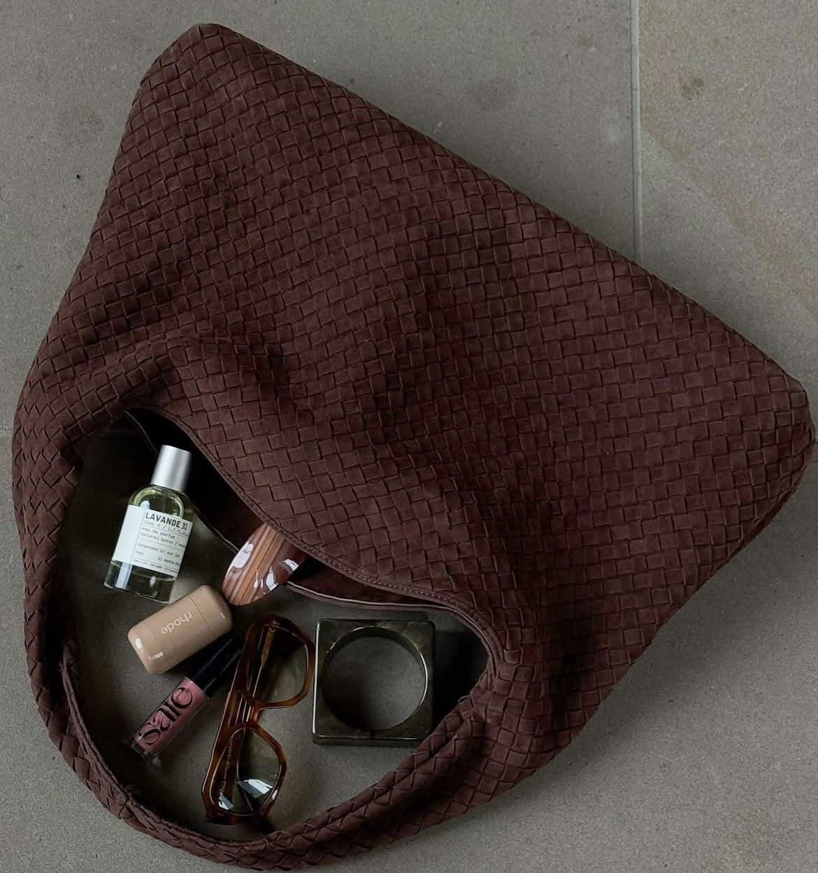 Women Hobo Soft Leather Bag Chic Shoulder Bag Woven Design Tote
