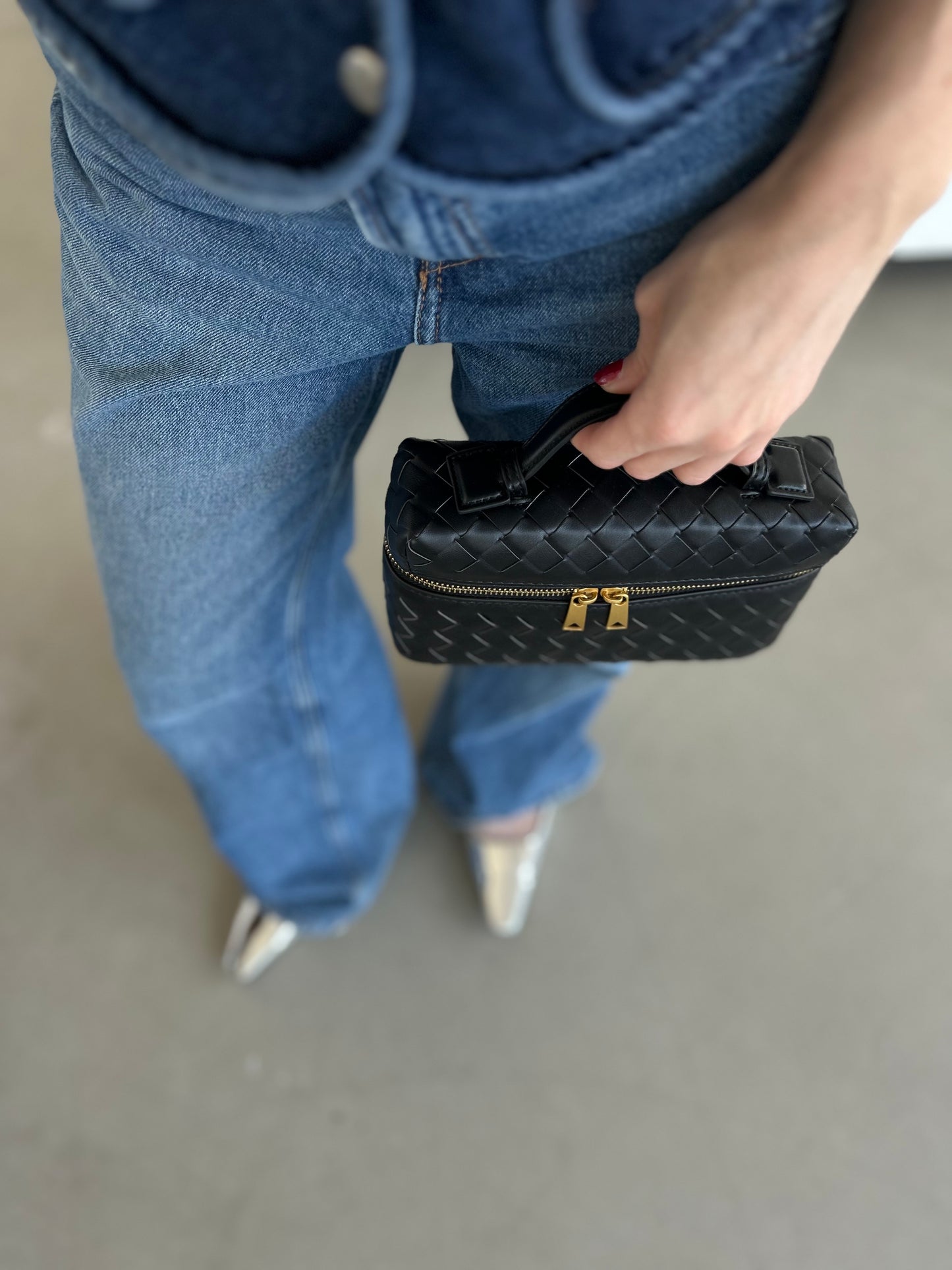 Luxury Fashion Woven Box Bag with Crossbody Strap