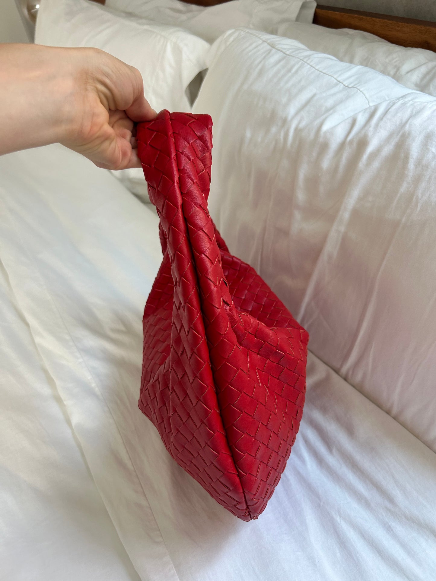 Woven Design Bag Knot Detail Braided Clutch