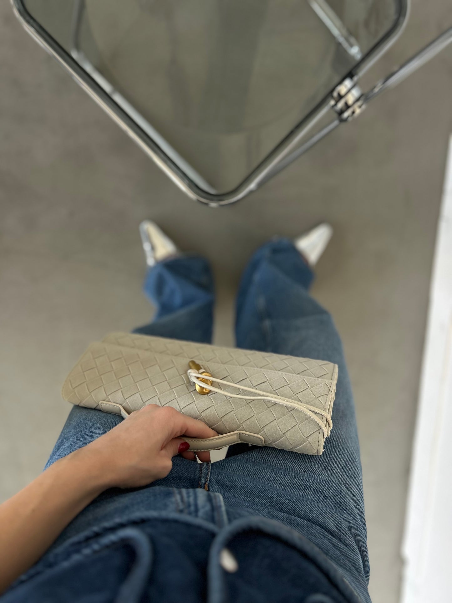Elegant vegan suede clutch styled for formal outfit, cruelty-free accessory