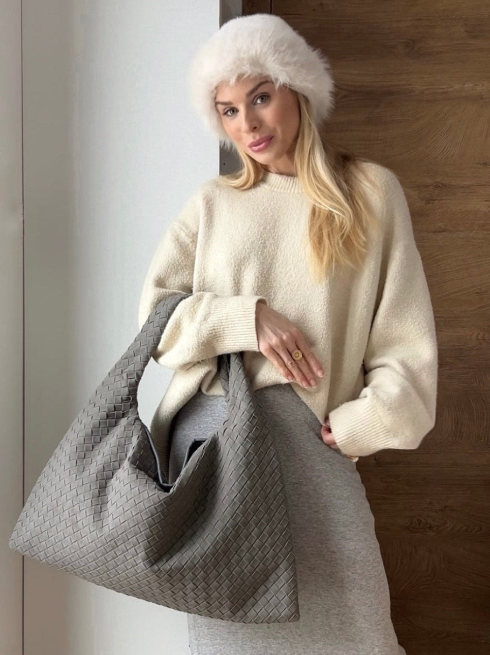 Soft vegan suede tote bag styled for modern minimalist everyday outfits, Minimalist laptop tote bag in vegan suede styled for office and commuting