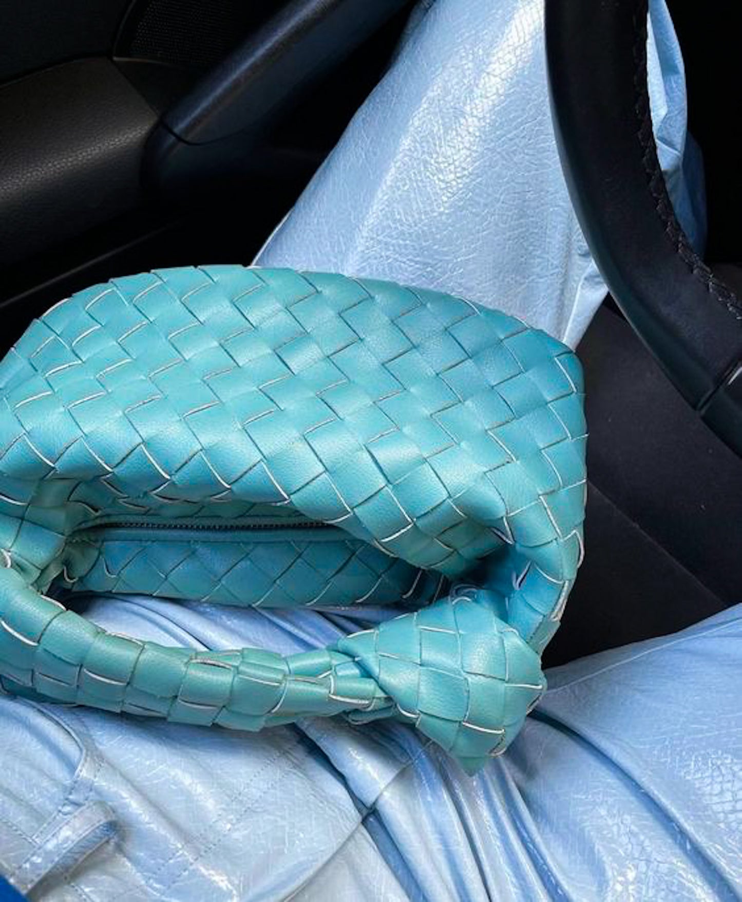 Women's baby blue vegan leather clutch perfect for weddings, brunch and everyday styling.