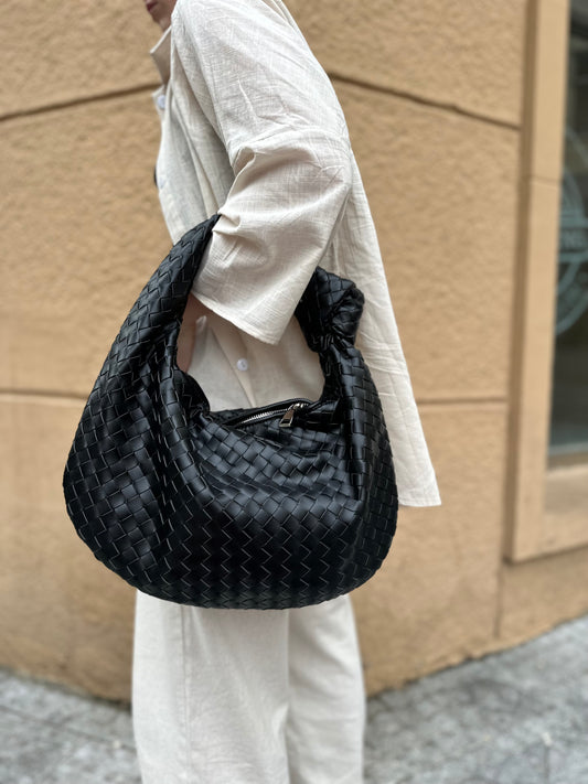 Woven Design Bag Knot Detail Braided Clutch Soft Vegan Leather Purse Special Occasion Top Handle Clutch Luxury Design Bag Gift for Her