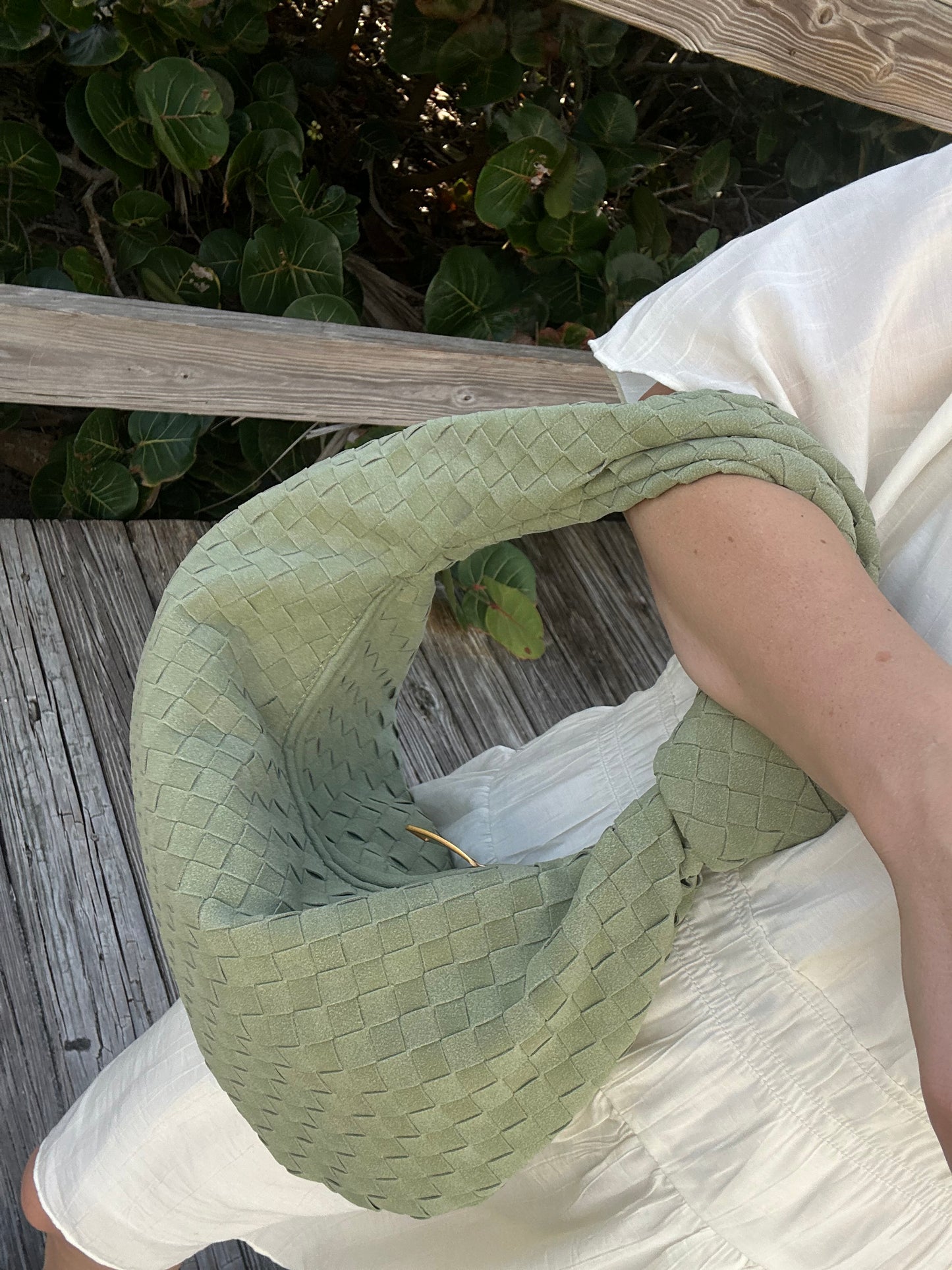 Slouchy Zipper Hobo Bag - Stylish Summer Clutch for Mom, Green Suede woven knot purse inspired by designer luxury handbag for women ideal birthday gift for mum or girlfriend mothers day gift designer inspired dupe bag pattybofficial knoten tasche