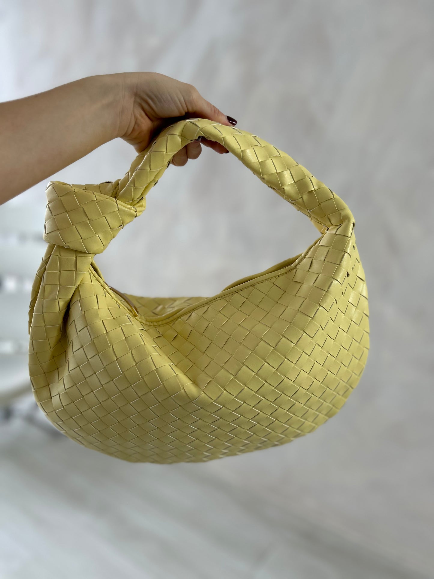 Yellow Woven Pastel Shoulder Bag for Cottage core Lovers Braided Purse with Woven Texture Romantic Outfit Handbag for Spring Vibe Purse Gift