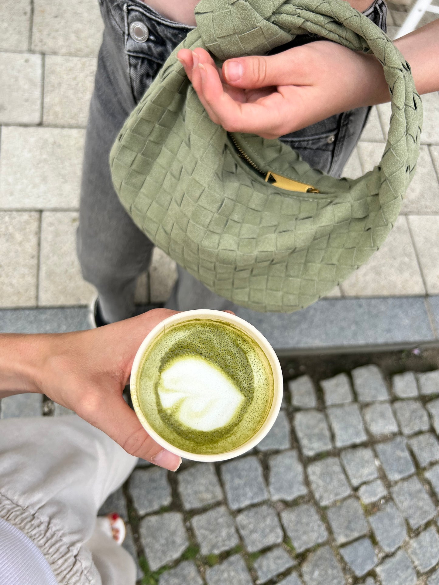 sage green clutch bag soft girl aesthetic outfit styling