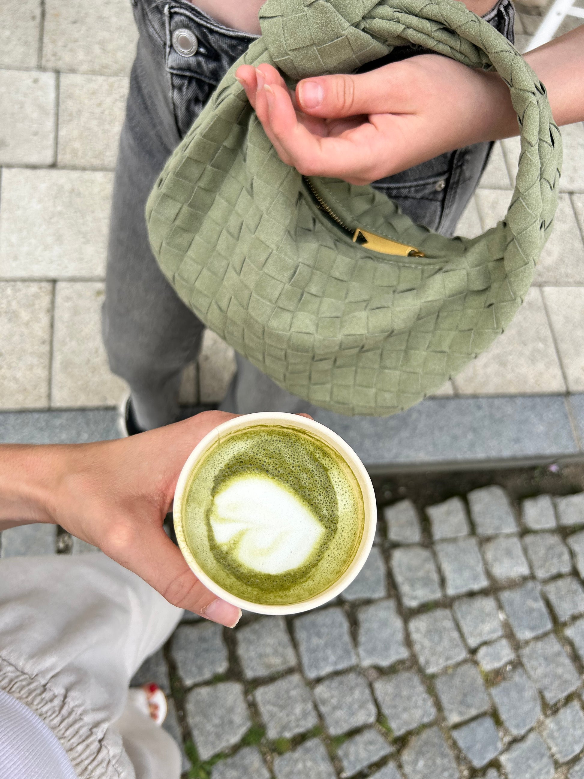 sage green clutch bag soft girl aesthetic outfit styling