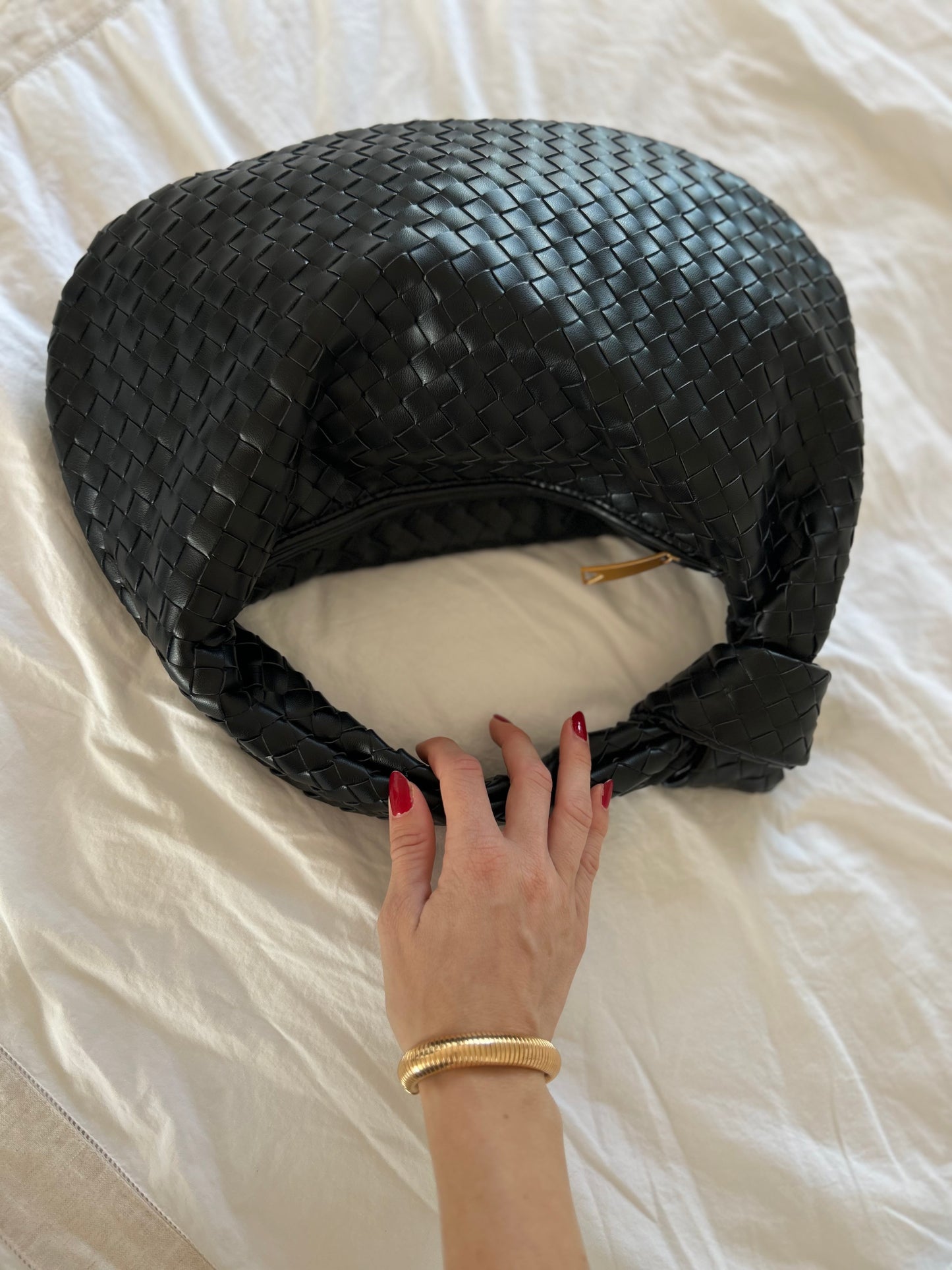 Woven Design Bag Knot Detail Braided Clutch Soft Vegan Leather Purse for Special Occasion Top Handle Clutch Luxury Design Bag Gift for Her